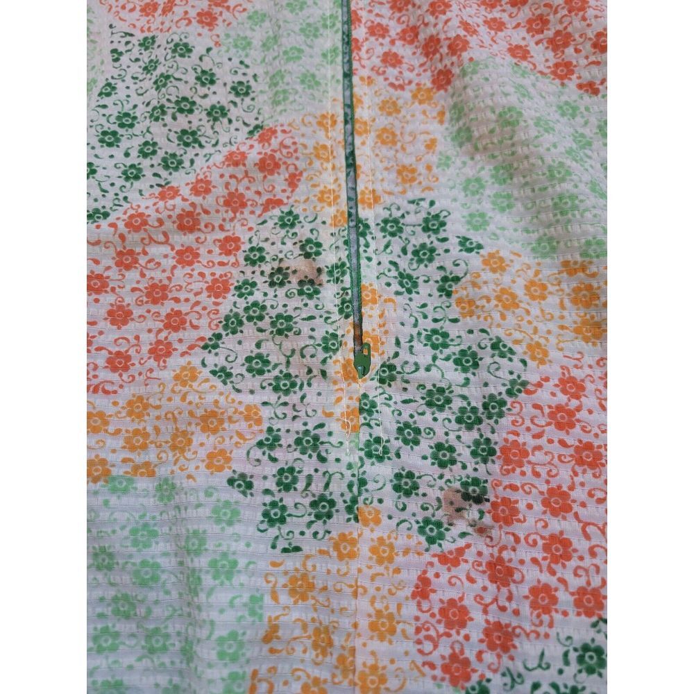 Vintage 60s 70s Mod Multicolor Maxi Dress Floral Lace Tie Waist Zip House M - Picture 9 of 15